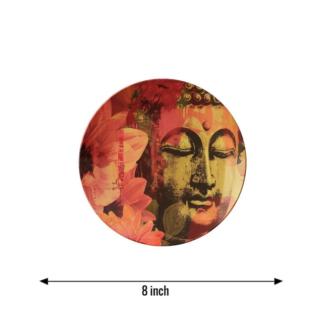 Buddha Art Accents in a Minimalist Living Space Decorative Ceramic Wall Plates Set of 3. - Image 4