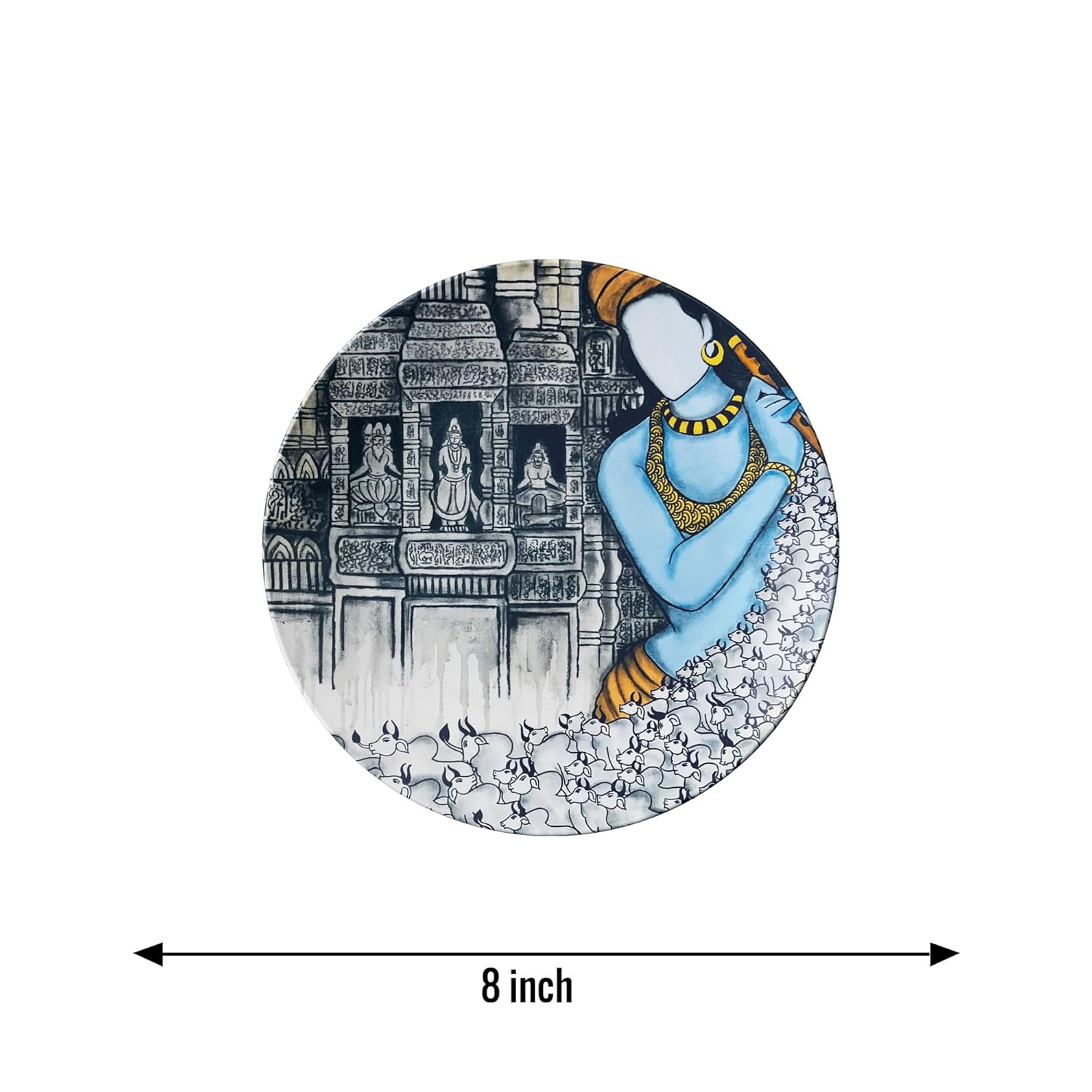 Krishna's Charm Decorative Ceramic Wall Plates Set of 3. - Image 5