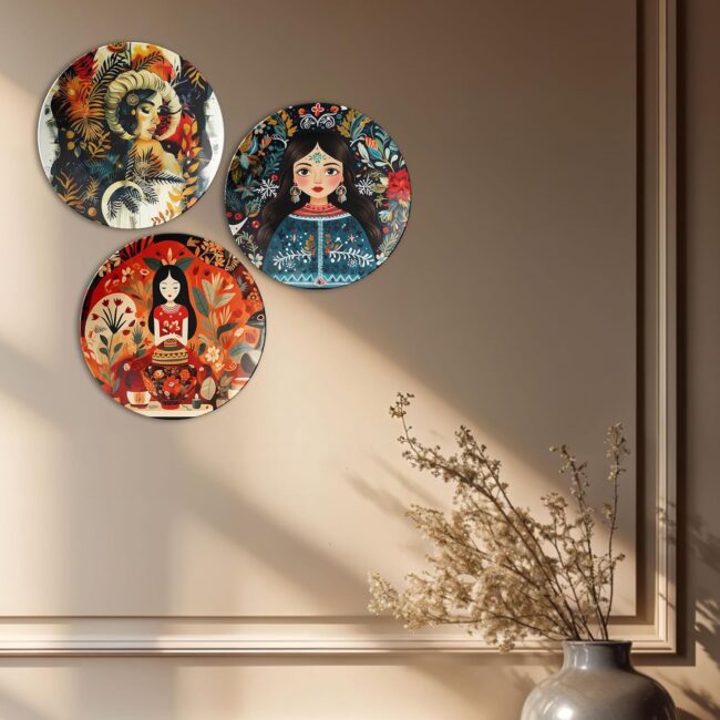 Whimsical Wonders Decorative Ceramic Wall Plates Set of 3.