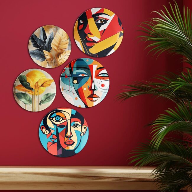 Seeing Faces in Shapes | Home Decoration | Living Room Wall Decoration | Décor Items | Gift Items (Set of 5) - Image 2