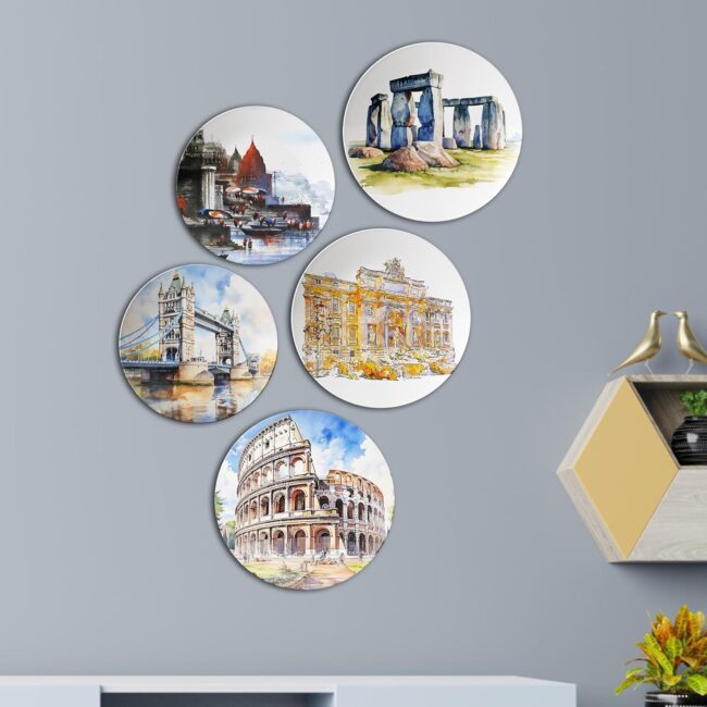 From India to the World, Living Room Decorative Wall Plates | Décor Items | Gift Items (Set of 5) - Image 2