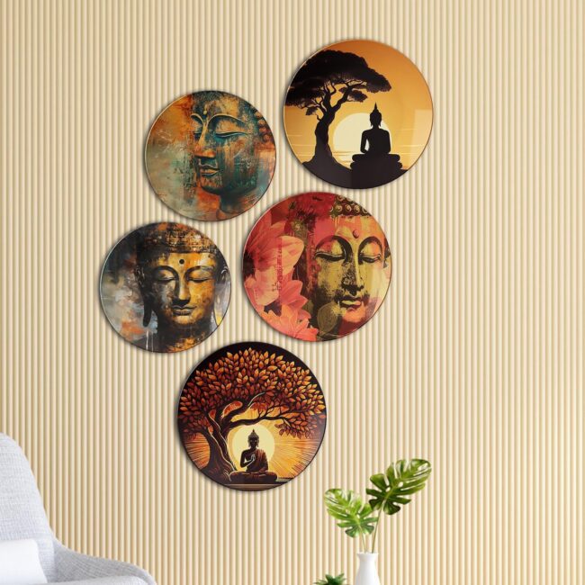 Journey to Nirvana, Ceramic Wall Plates, Art Plate Set, Set of 5