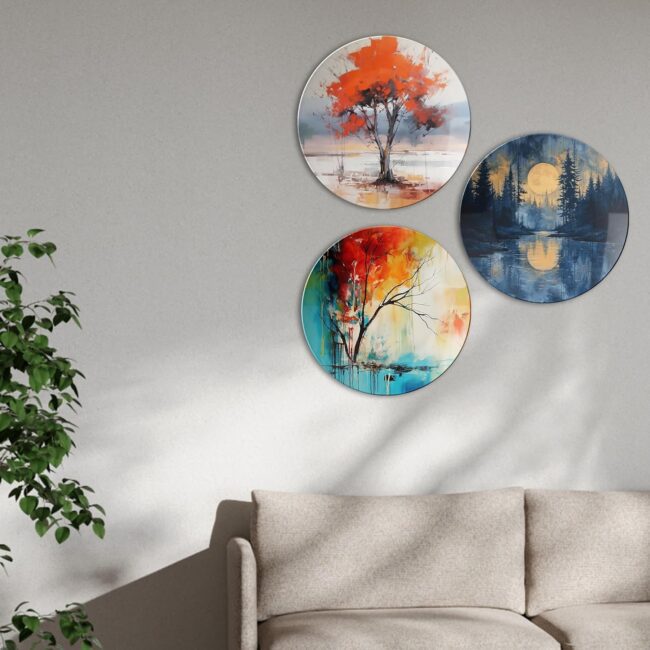 Peaceful Pathways Decorative Ceramic Wall Plates, Set of 3 - Image 2