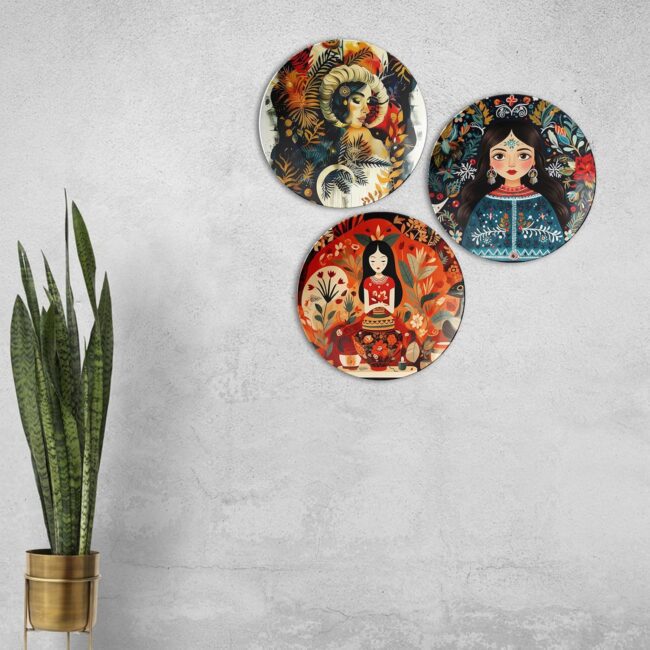 Whimsical Wonders Decorative Ceramic Wall Plates Set of 3. - Image 6