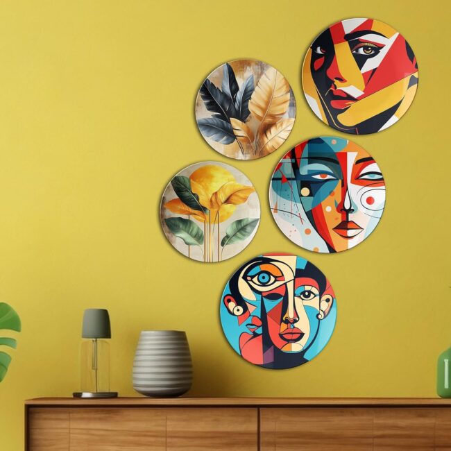 Seeing Faces in Shapes | Home Decoration | Living Room Wall Decoration | Décor Items | Gift Items (Set of 5) - Image 5