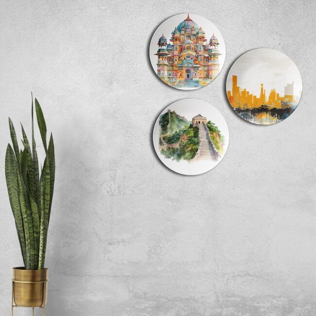 Plates with Iconic Buildings Decorative Ceramic Wall Plates Set of 3. - Image 6