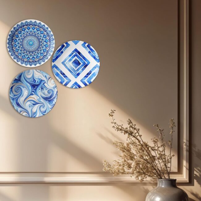 Featuring Abstract and Mandala Patterns Decorative Ceramic Wall Plates Set of 3 - Image 5