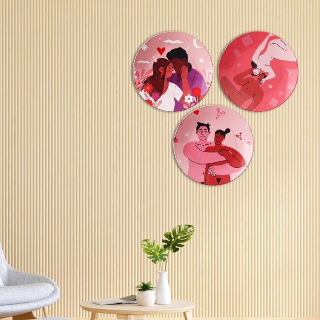 Love in Every Hue Decorative Ceramic Wall Plates Set of 3