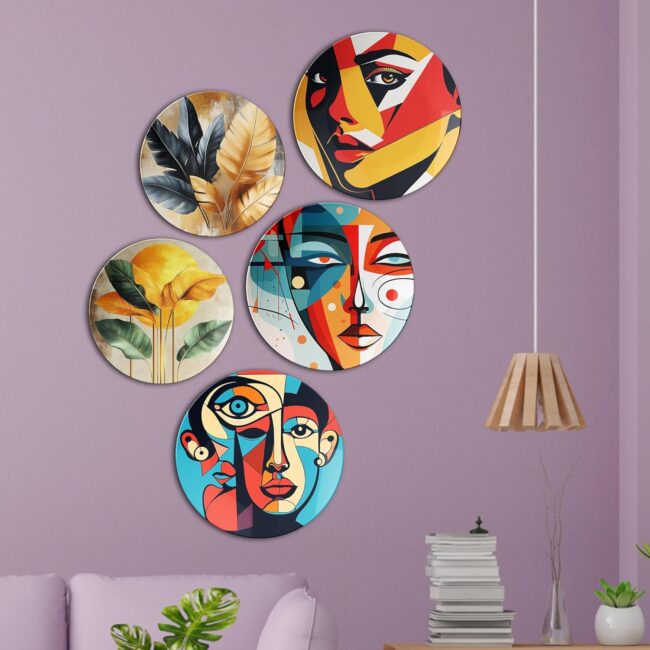Seeing Faces in Shapes | Home Decoration | Living Room Wall Decoration | Décor Items | Gift Items (Set of 5) - Image 4