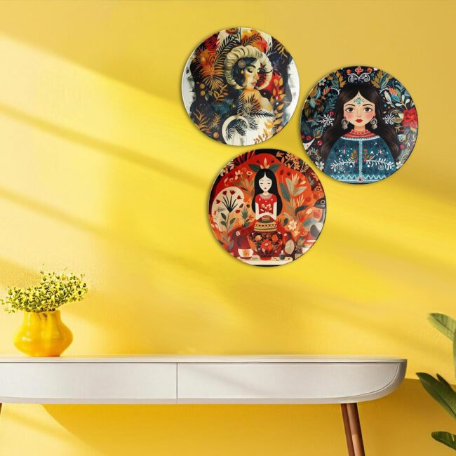 Whimsical Wonders Decorative Ceramic Wall Plates Set of 3. - Image 5