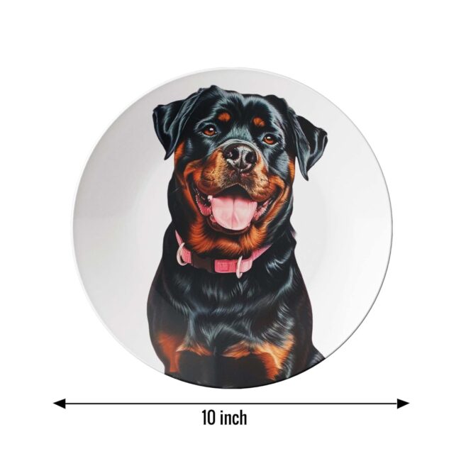 German Shepherd, Golden Retriever, and Rottweiler Plates, Set of 3 Decorative Ceramic Wall Plates - Image 3