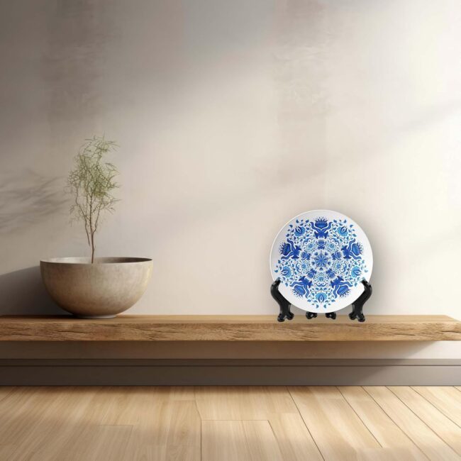 Blue Harmony: Chen Tai Style Decorative Plates, Set of 3 Decorative Ceramic Wall Plates, Combo No -115 - Image 6