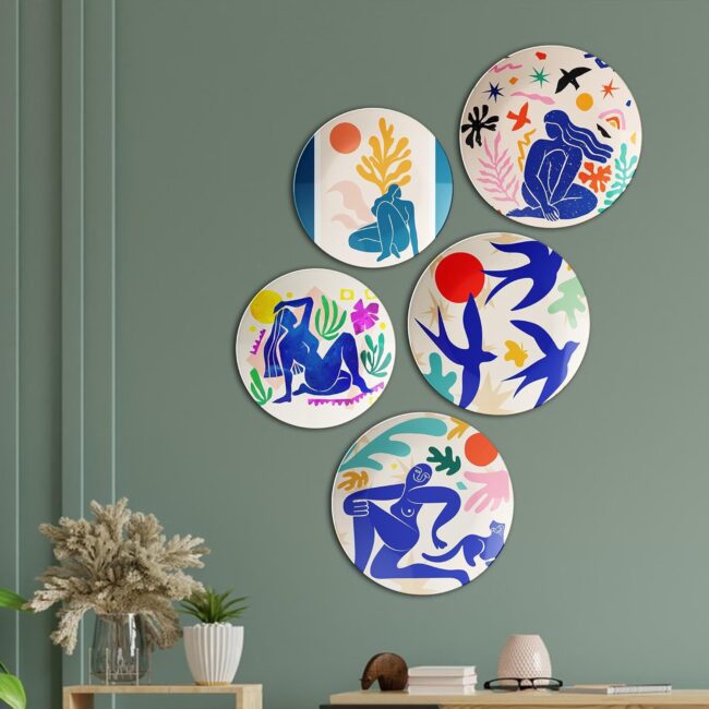 Sun and Silhouettes in Matisse | Home Decoration | Living Room Wall Decoration | Décor Items | Gift Items (Set of 5) - Image 2