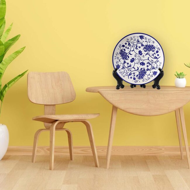Floral Medallions in Blue and White, Set of 3 Decorative Ceramic Wall Plates, Combo No -109 - Image 6