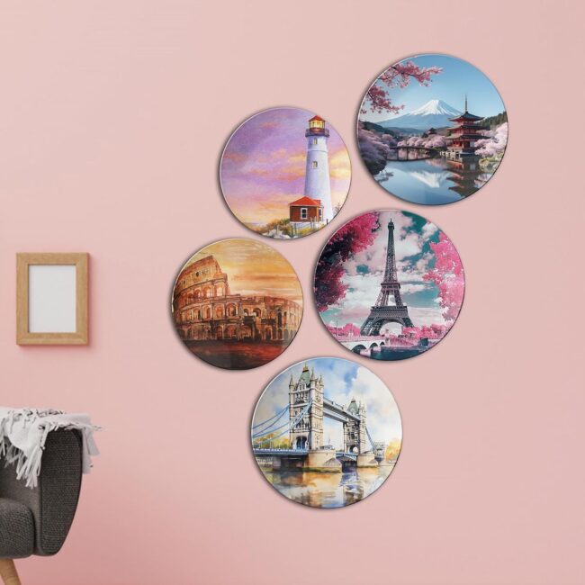 Globe Trotter's Gallery | Home Decoration | Living Room Wall Decoration | Décor Items | Gift Items (Set of 5) - Image 3