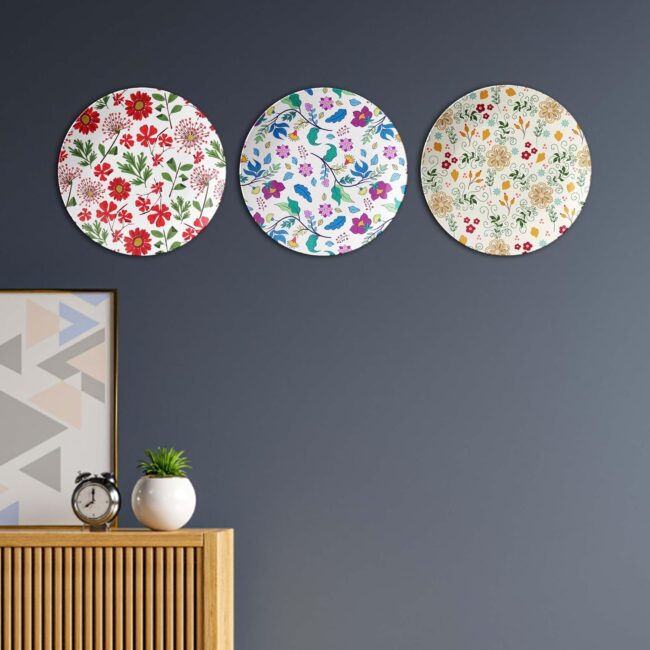 Botanical Beauty: XISUNYA Plate Collection, Set of 3 Decorative Ceramic Wall Plates, Combo No -62 - Image 7