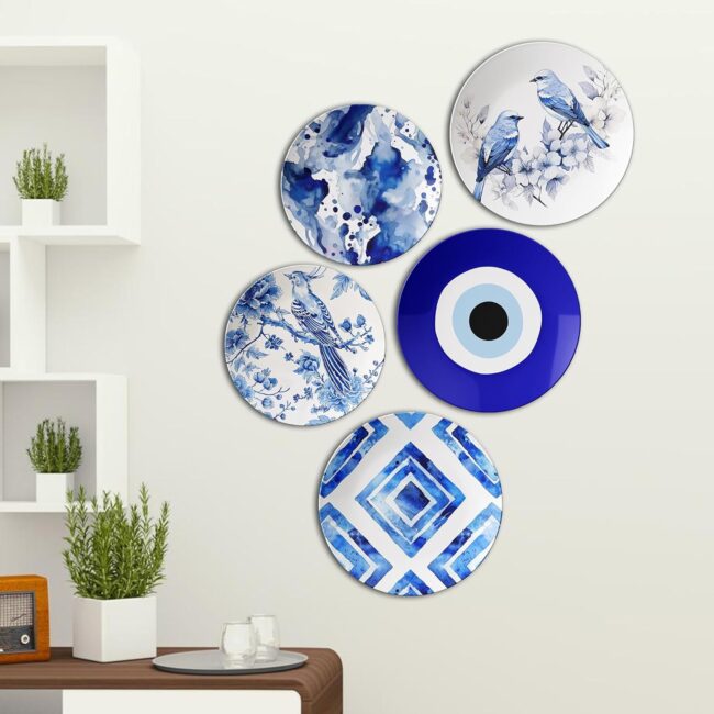 Blue Hues on Display | Home Decoration | Living Room Wall Decoration | Décor Items | Gift Items (Set of 5) - Image 6