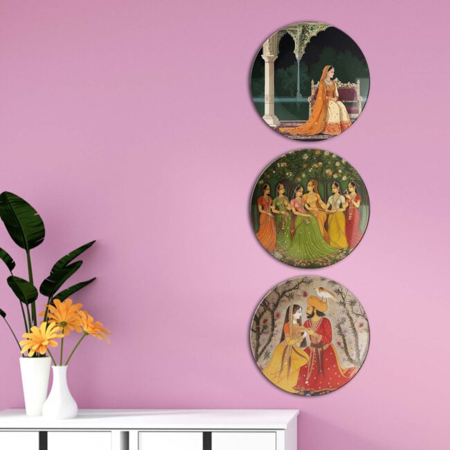 Mughal Majesty: Decorative Wall Plates, Set of 3 Decorative Ceramic Wall Plates, Combo No -66 - Image 6