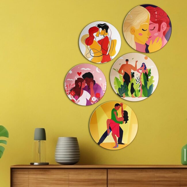 Kisses and Embraces | Home Decoration | Living Room Wall Decoration | Décor Items | Gift Items (Set of 5) - Image 7