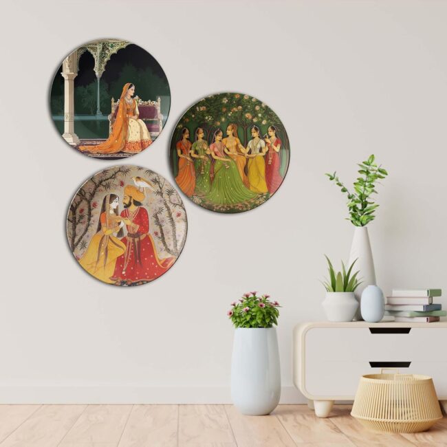Mughal Majesty: Decorative Wall Plates, Set of 3 Decorative Ceramic Wall Plates, Combo No -66