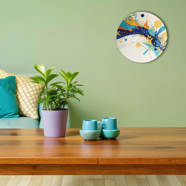 Waves and Geometric Blues | Home Decoration | Living Room Wall Decoration | Décor Items | Gift Items (Set of 5) - Image 7