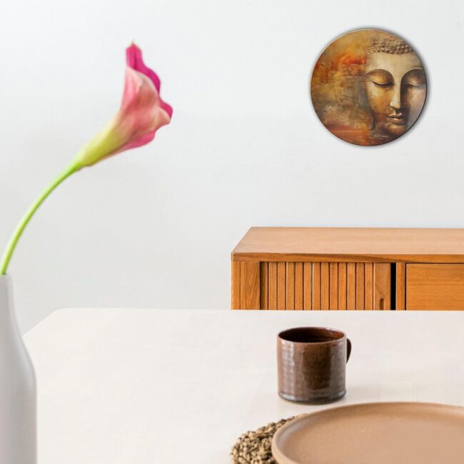 Serene Expressions of Buddha | Home Decoration | Living Room Wall Decoration | Decor Items | Gift Items (Set of 5) - Image 4
