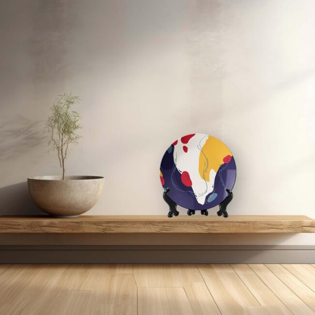 Modern Color Blobs: Wall Art Collection, Set of 3 Decorative Ceramic Wall Plates, Combo No -61 - Image 6