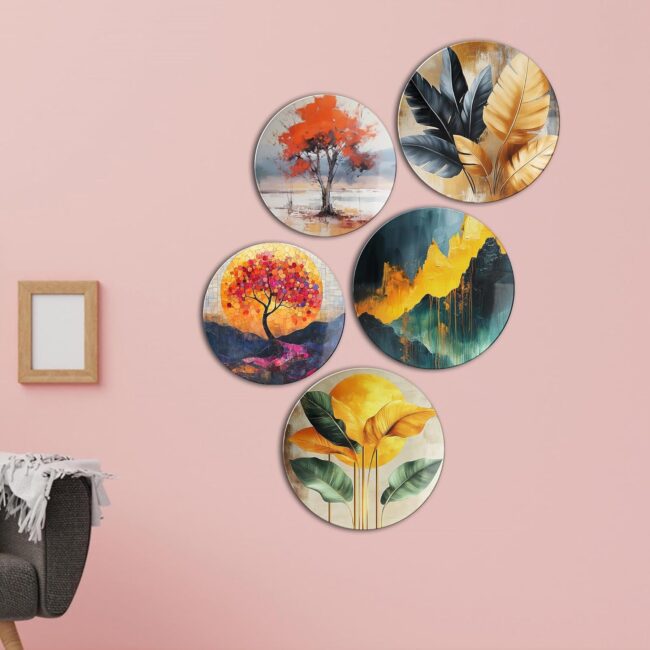 Nature's Palette | Home Decoration | Living Room Wall Decoration | Décor Items | Gift Items (Set of 5) - Image 6