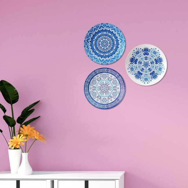 Blue Harmony: Chen Tai Style Decorative Plates, Set of 3 Decorative Ceramic Wall Plates, Combo No -115 - Image 7