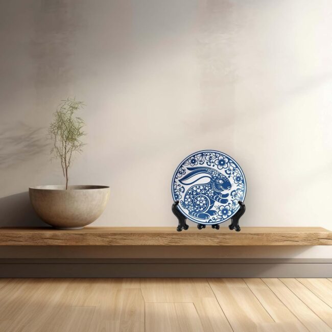 Creatures and Checks: A Blue Wall Display, Set of 3 Decorative Ceramic Wall Plates Combo No -110 - Image 5