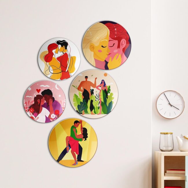 Kisses and Embraces | Home Decoration | Living Room Wall Decoration | Décor Items | Gift Items (Set of 5) - Image 6