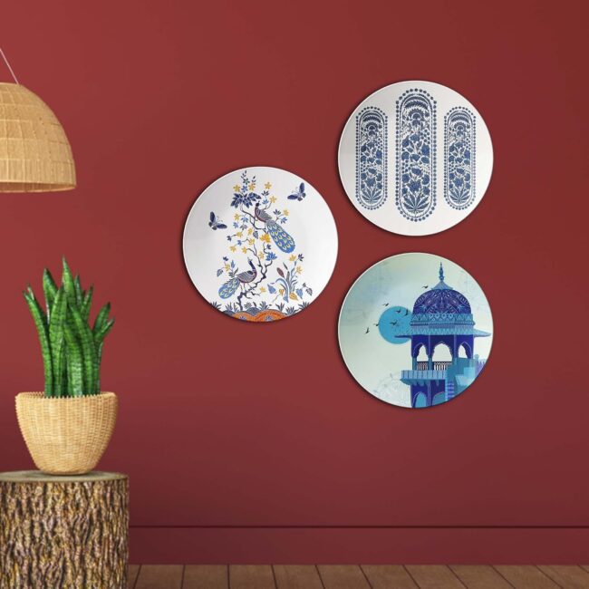 Architectural and Natural Elegance, Set of 3 Decorative Ceramic Wall Plates, Combo No -69 - Image 3
