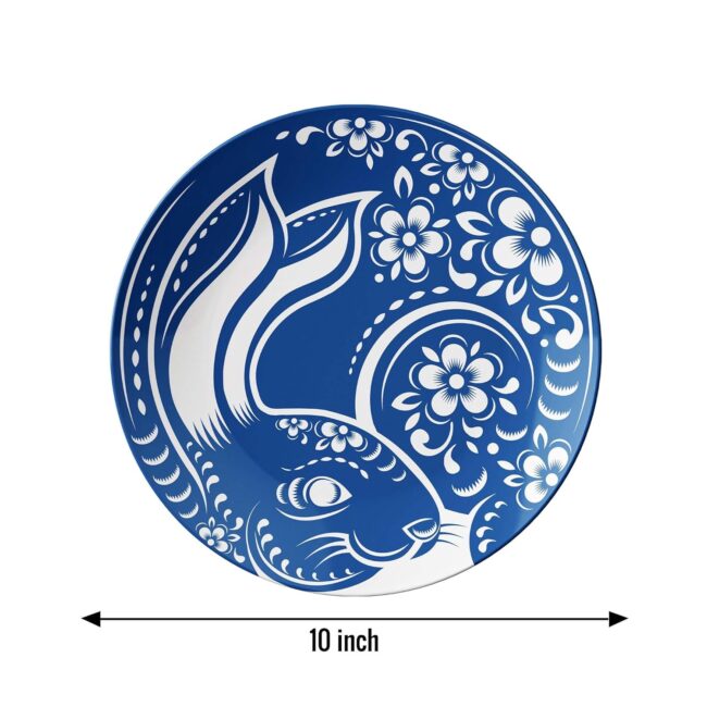 Creatures and Checks: A Blue Wall Display, Set of 3 Decorative Ceramic Wall Plates Combo No -110 - Image 3