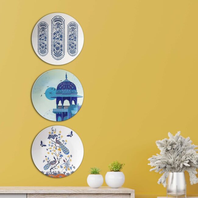 Architectural and Natural Elegance, Set of 3 Decorative Ceramic Wall Plates, Combo No -69 - Image 7