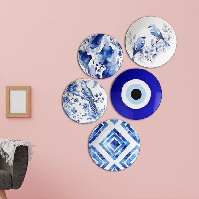 Blue Hues on Display | Home Decoration | Living Room Wall Decoration | Décor Items | Gift Items (Set of 5) - Image 5