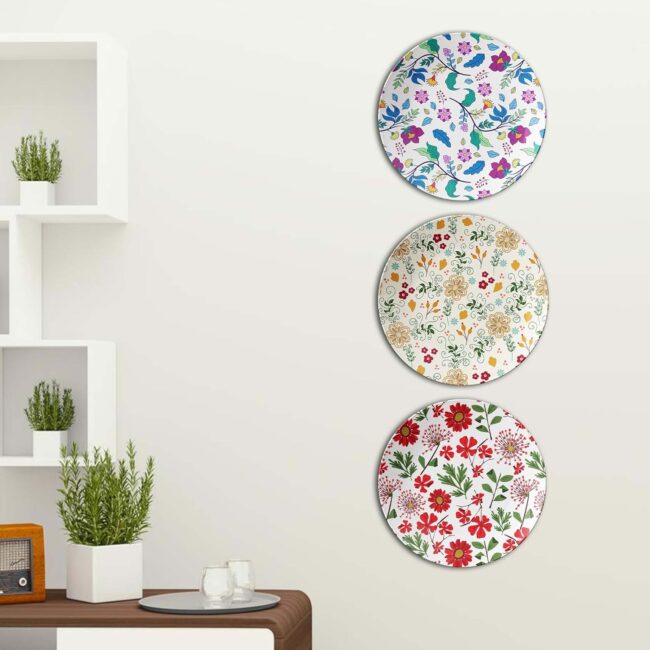 Botanical Beauty: XISUNYA Plate Collection, Set of 3 Decorative Ceramic Wall Plates, Combo No -62 - Image 5