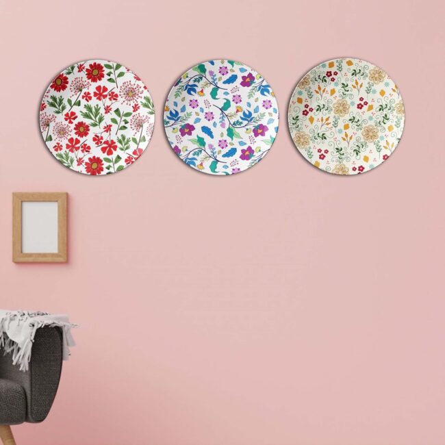Botanical Beauty: XISUNYA Plate Collection, Set of 3 Decorative Ceramic Wall Plates, Combo No -62 - Image 4
