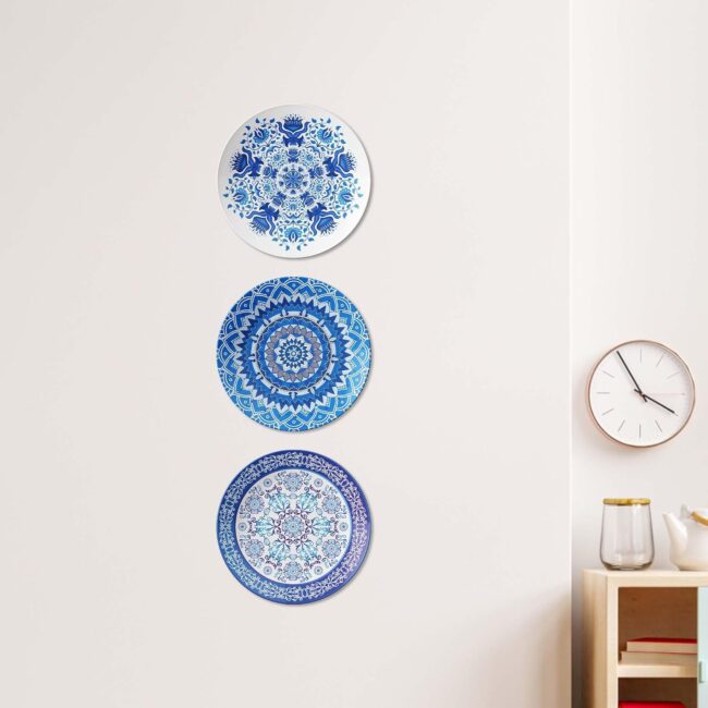 Blue Harmony: Chen Tai Style Decorative Plates, Set of 3 Decorative Ceramic Wall Plates, Combo No -115 - Image 4