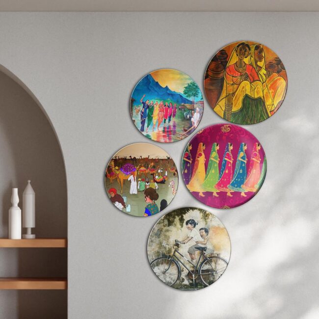 My Indian Journey | Home Decoration | Living Room Wall Decoration | Décor Items | Gift Items (Set of 5)