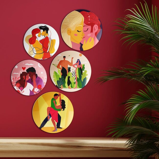 Kisses and Embraces | Home Decoration | Living Room Wall Decoration | Décor Items | Gift Items (Set of 5) - Image 2