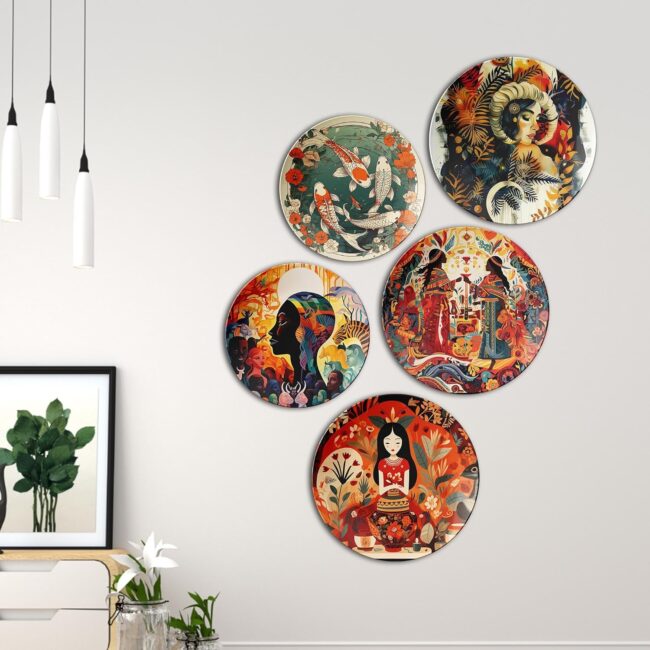 Wall of Wonders | Home Decoration | Living Room Wall Decoration | Décor Items | Gift Items (Set of 5)