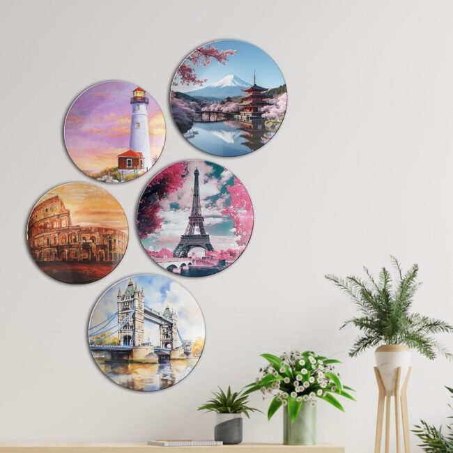 Globe Trotter's Gallery | Home Decoration | Living Room Wall Decoration | Décor Items | Gift Items (Set of 5) - Image 5