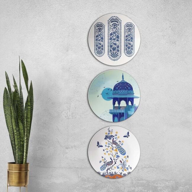 Architectural and Natural Elegance, Set of 3 Decorative Ceramic Wall Plates, Combo No -69 - Image 4