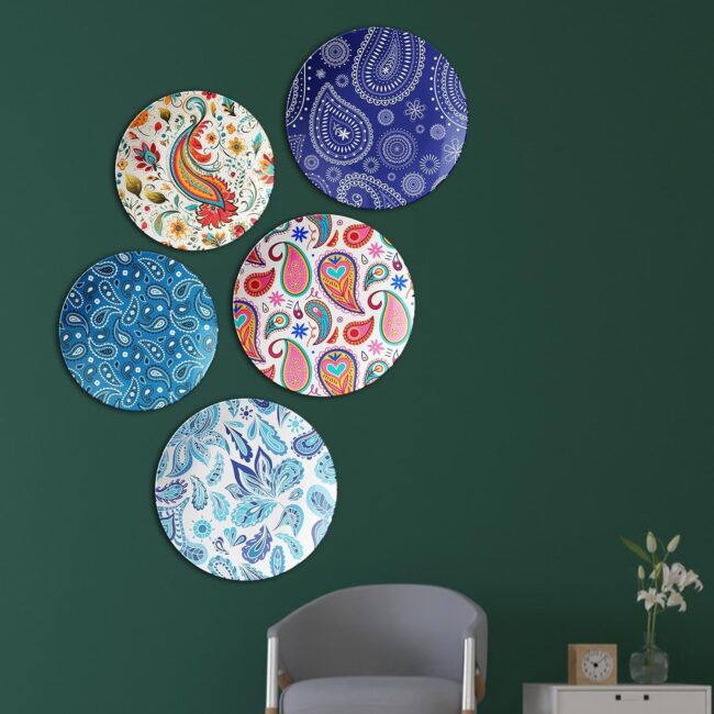 Vibrant Paisley Showcase | Home Decoration | Living Room Wall Decoration | Décor Items | Gift Items (Set of 5) - Image 3