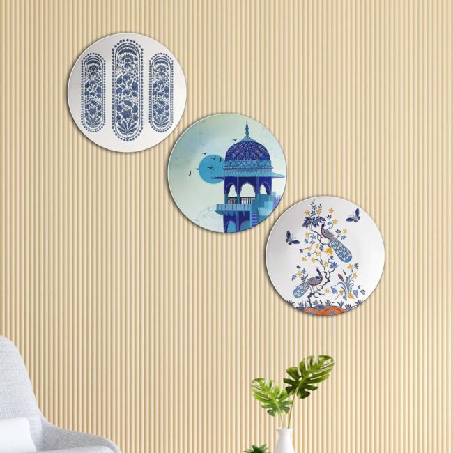 Architectural and Natural Elegance, Set of 3 Decorative Ceramic Wall Plates, Combo No -69 - Image 2