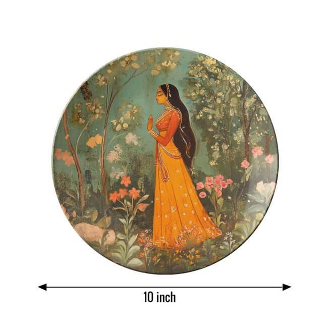 Traditional Indian Women's Depictions, Set of 3 Decorative Ceramic Wall Plates, Combo No -108 - Image 4