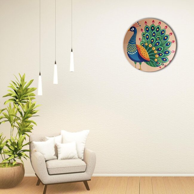 Majestic Peacocks | Home Decoration | Living Room Wall Decoration | Décor Items | Gift Items (Set of 5) - Image 4