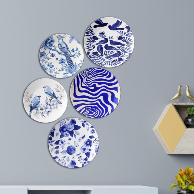 Blue Harmony | Home Decoration | Living Room Wall Decoration | Décor Items | Gift Items (Set of 5) - Image 2