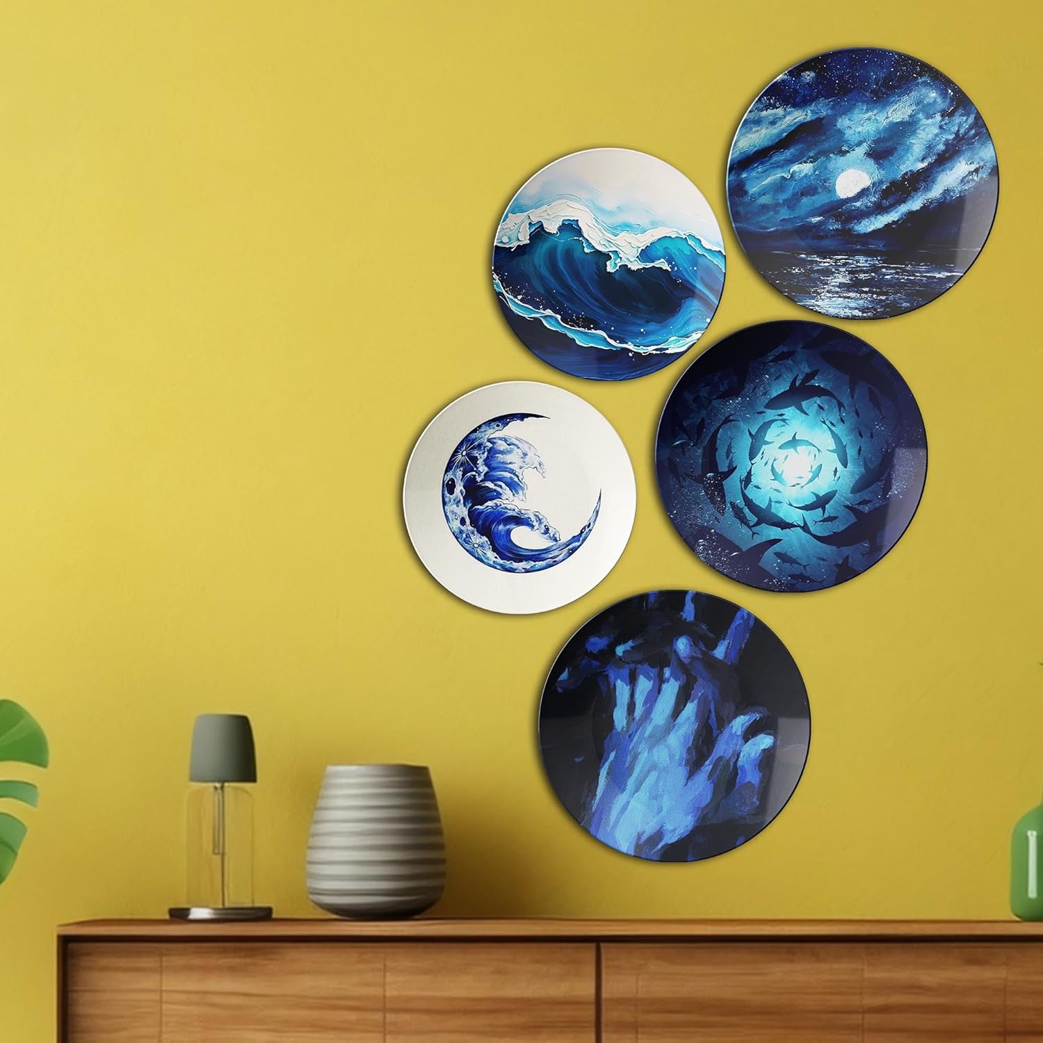 Ocean and Night Sky | Home Decoration | Living Room Wall Decoration | Décor Items | Gift Items (Set of 5) - Image 4