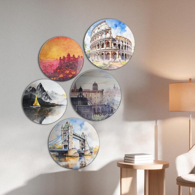 Places We Dream Of/Around the World in Five Plates | Home Decoration | Living Room Wall Decoration | Décor Items | Gift Items (Set of 5) - Image 4